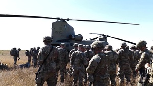 B-Roll of US Army Paratroopers Preparing for Take-off in Australian CH-47 Chinook During Exercise Talisman Sabre