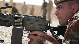 Peshmerga soldier conducts shooting training
