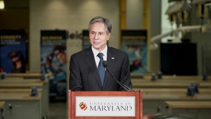 Secretary Antony J. Blinken delivers remarks on Domestic Renewal as a Foreign Policy Priority, at the University of Maryland’s A. James Clark School of Engineering, in College Park, MD