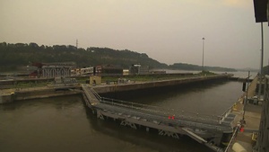 Tows locking through at Lock and Dam 2 - time lapse