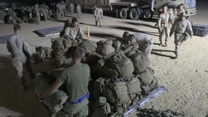 U.S. Marines prepare to support the evacuation at Hamid Karzai International Airport
