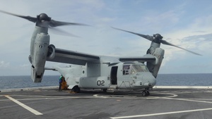 MV-22 Osprey delivers stores to USS Arlington