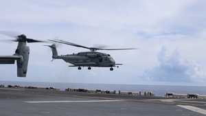 B-Roll - US Marine Corps aircraft depart USS America