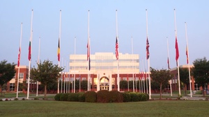 Flags fly at half-staff at NATO Allied Command Transformation (ACT) in Norfolk, Virginia, to commemorate the 20th anniversary of the 2001 terrorist attacks