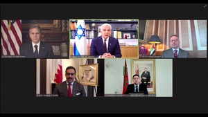 Secretary of State Antony J. Blinken participates in the virtual event “One Year Anniversary of the Abraham Accords: Normalization Agreements in Action”, from the White House, on September 17, 2021