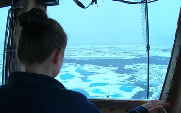 Coast Guard Cutter Healy crewmembers break through Arctic ice