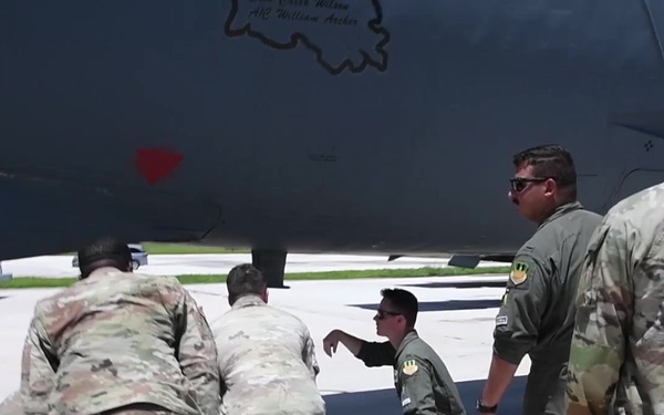 Members of the THAAD receive a tour of the B-52H Stratofortress