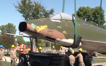 F-100 removed from static display for cleaning and painting