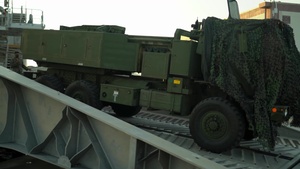 U.S. Marines load and offload HIMARS during Exercise Noble Jaguar 2021