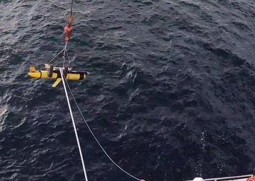 Coast Guard Cutter Healy crewmembers and scientists launch autonomous glider into Disko Bay