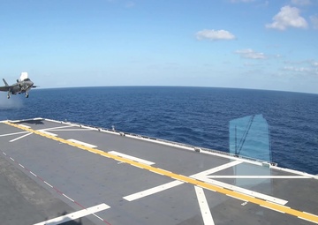 U.S. Marine Corps F-35B Lands on JS Izumo (B-roll)