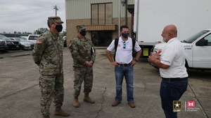 COL Kevin Golinghorst tours warehouse facilities of Blue Roof contractors