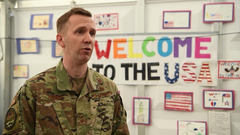 Senior Master Sgt. Jason Harre discusses his role during Operation Allies Welcome