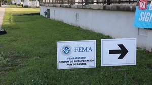 Temporary Blue Roof Sign-up location at Rosenwald Recreation Center
