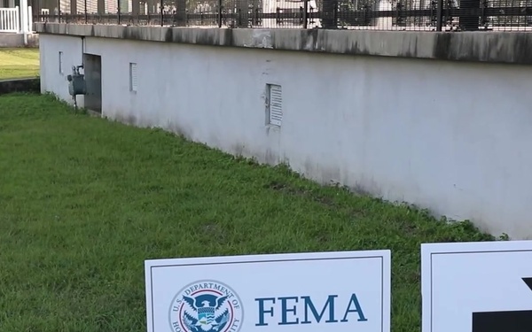 Temporary Blue Roof Sign-up location at Rosenwald Recreation Center