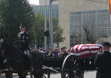 Chaplain (Capt.) Kapaun’s Military Procession from Veterans Memorial Park to the Cathedral of the Immaculate Conception on Horse-Drawn Caisson, Honor Guard and final salute at Cathedral steps