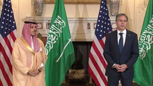 Secretary of State Antony J. Blinken camera spray with Saudi Foreign Minister Faisal bin Farhan Al Saud, at the Department of State