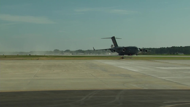 Flight carrying Air Force and Army leadership marks reopening of Pope Army Airfield
