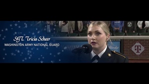 Sgt. Tricia Scheer fulfills her dream of singing the National Anthem at T-mobile Park