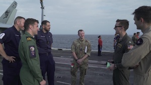 U.K. Carrier Strike Group 21 Sailors Visit USS Carl Vinson (CVN 70)
