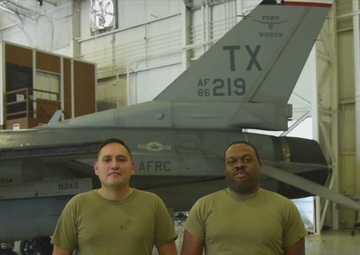 Tech Sgts Flores and Carter send a shout out to the Dallas Cowboys