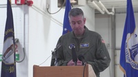 Col. Jerry Bancroft addresses audience at C-130J debut at Kentucky Air National Guard