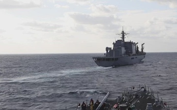 USS Dewey Conducts a Replenishment-at-sea with JS Omi