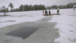 Cold water immersion training during Cold Weather Operations Course class 21-02 at Fort McCoy, Wisconsin