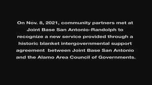 Intergovernmental Support Agreement between Joint Base San Antonio and the Alamo Area Council of Governments