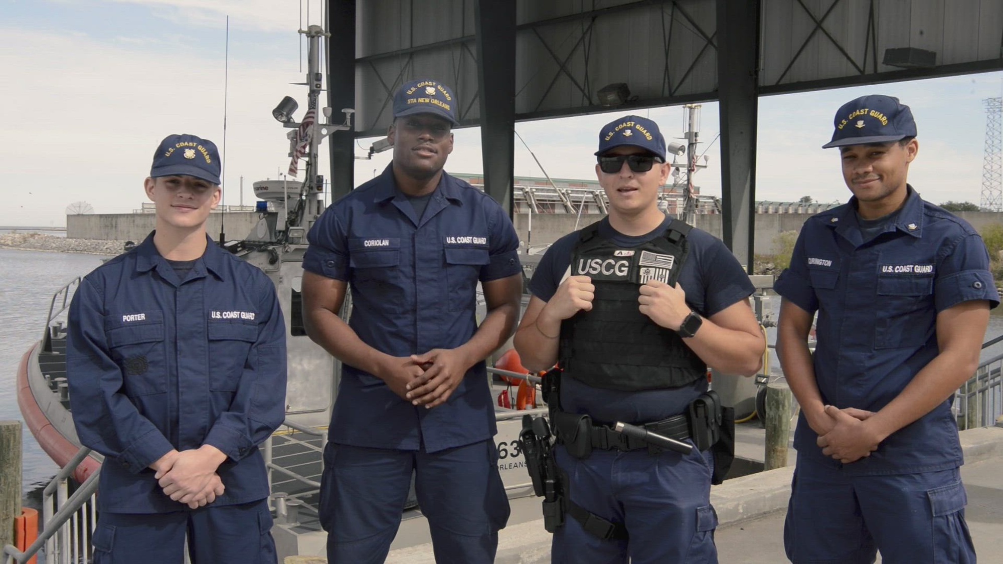 Members from Coast Guard Station New Orleans wish everyone a happy holidays for the Armed Forces Bowl, November 10, 2021. (U.S. Coast Guard video by Petty Officer 3rd Class Sydney Phoenix)