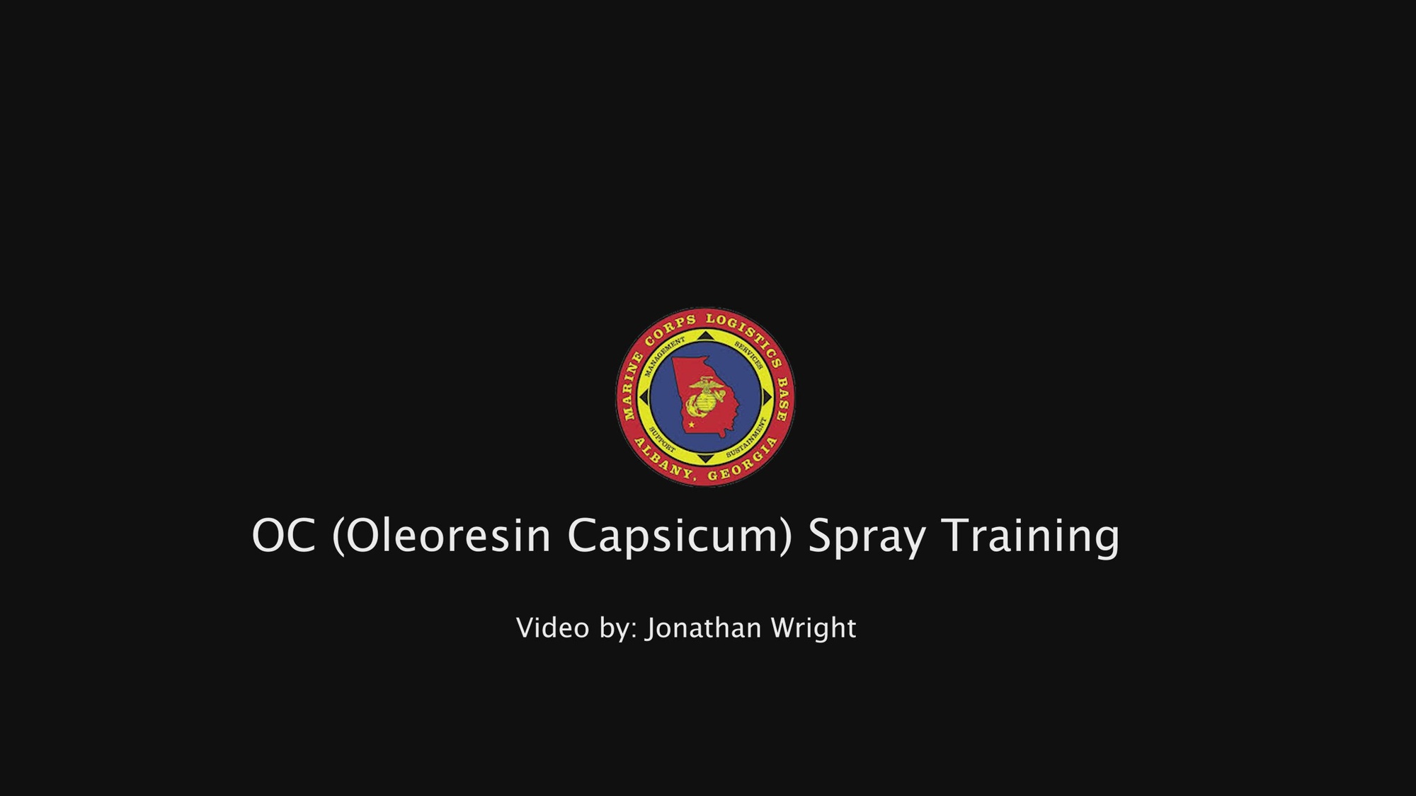 Marines selected to be part of the Marine Corps Logistics Base Albany Security Augment Force received week-long classroom and face-to-face training on that included the use of Chemical, Biological, Radiological and Nuclear Defense.  Participants endured a lesson in oleoresin capsicum, or OC spray, in order to complete the course, Nov. 19.