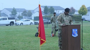 522nd Military Intelligence Battalion cases colors at ceremony in Wiesbaden - B Roll