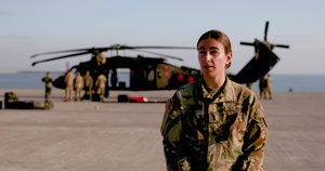 ‘Nightmare’ Battalion folds UH-60 Black Hawk helicopters at the port of Alexandroupoli, Greece INTERVIEWS BROLL