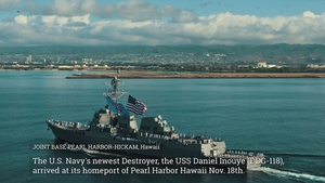 Soon to be commissioned USS Daniel Inouye arrives at homeport in Pearl Harbor