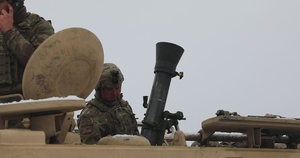 ‘Burts Knights’ conduct direct fire using 120mm mortar rounds at Camp Adazi, Latvia