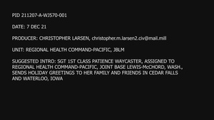Sgt. 1st Class Patience Waycaster Holiday Greetings