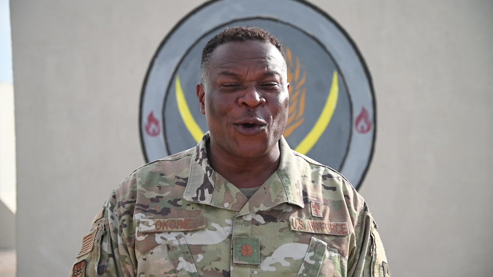 A holiday greeting from Major Onyema Okorie, stationed at Prince Sultan Air Base in Saudi Arabia, for his friends in Fresno, California.