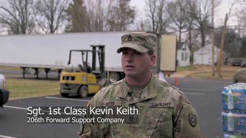 Kentucky National Guard sets up food and water point for tornado victims