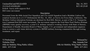B-Roll: Travis AFB supports Red Hill water movement