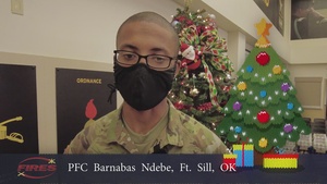 Pfc. Barnabas Ndebe, Holiday Message