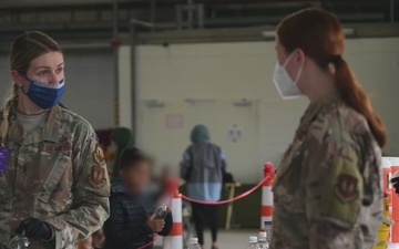 Bound for US: Afghan Evacuees depart Ramstein (B-Roll)
