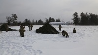 Cold-Weather Operations Course class 22-02 students learn about Arctic tent on snowy training day, Part IV