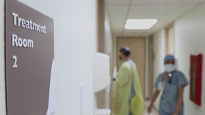 U.S. Air Force Medical Technician discusses his mission at Yuma Regional Medical Center in Yuma, Ariz.