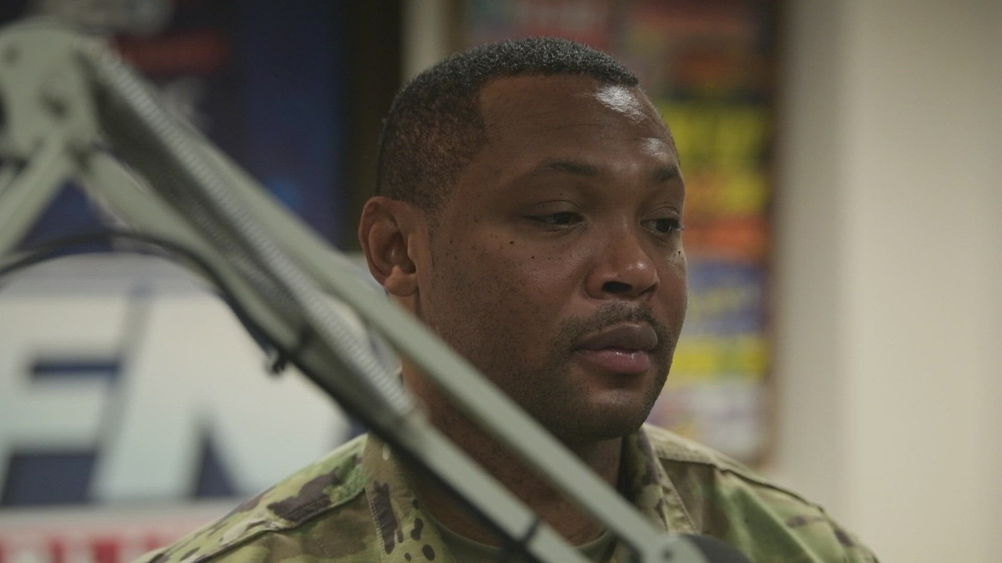 Master Sgt. Jabari Johnson, 39th Operations Support Squadron first sergeant, promotes self-care during an American Forces Network Incirlik Diamond Dialogue segment at Incirlik Air Base, Turkey, Jan. 12, 2022. Johnson expressed that self-help may look different for each person and building communities and comradery with fellow base personnel is important. (U.S. Air Force video by Senior Airman Gary Hilton)
