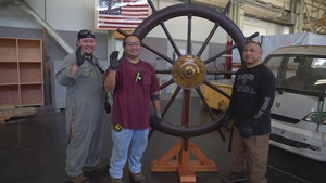 PHNSY & IMF Workers Retrofit Stand for USS Oklahoma (BB 37) Helm