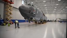 B-52H bomber makes its way slowly to Oklahoma City, ready to fulfill mission