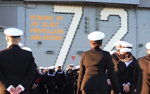 USS Abraham Lincoln Sailors man the rails