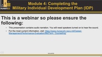 Mid-term Counseling Refocus: Module 4: Completing the Military Individual Development Plan (IDP)