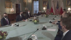Secretary of State Antony J. Blinken meets with Polish Foreign Minister Zbigniew Rau at the Department of State.