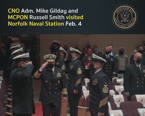 CNO and MCPON Visit Naval Station Norfolk, Feb. 4, 2022